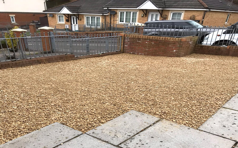 Stone ground covering in garden